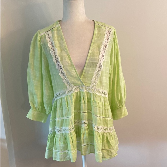Free People Tops - Free people NWT Lime and lace XS boho top